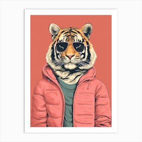 Tiger Illustrations Wearing A Shirt And Hoodie 1 Art Print