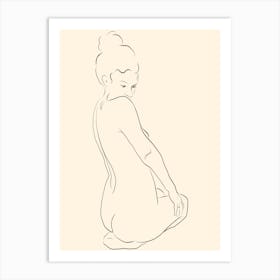 Getting Ready Nude Woman Line Art Art Print