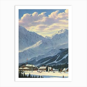 Garmisch Partenkirchen, Germany Ski Resort Vintage Landscape 3 Skiing Poster Art Print