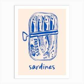 Blue Sardines Tin Print Art Print