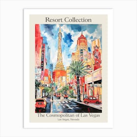 Poster Of The Cosmopolitan Of Las Vegas   Las Vegas, Nevada   Resort Collection Storybook Illustration 2 Art Print