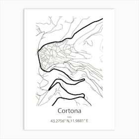 Cortona,Italy Minimalist Map Art Print