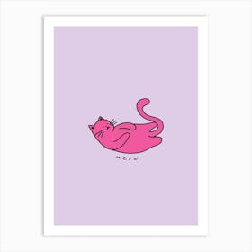 Lilac And Pink Meow Cat Art Print