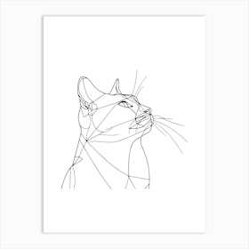 Cat Line Drawing Minimalist One Line Illustration Art Print