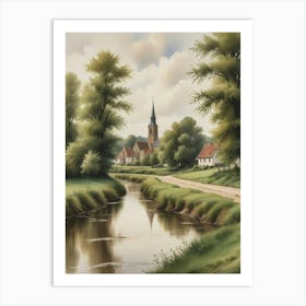 Village By The River 1 Art Print