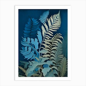 Crisped Blue Fern Rousseau Inspired Art Print