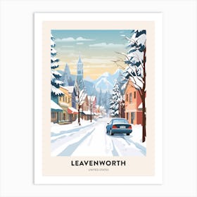 Vintage Winter Travel Poster Leavenworth Washington 1 Art Print