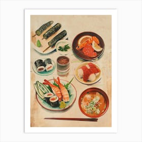 Japanese Cuisine Retro Food Art Print