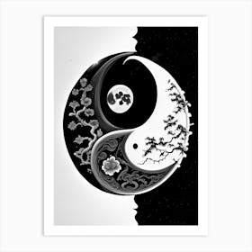 Black And White Yin and Yang 8, Illustration Art Print