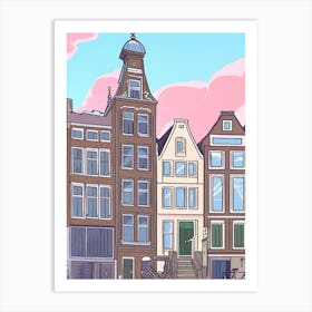 Amsterdam pink anime style Art Print
