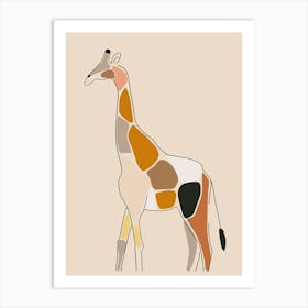 Giraffe - Boho, Line Art 27 Art Print