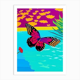 Butterfly On Flower Pop Art David Hockney Inspired 1 Art Print