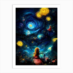 Alice Starry Night 2 Art Print
