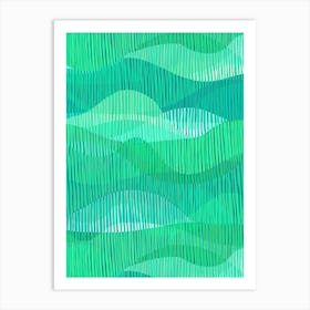 Linear Waves - Emerald Art Print