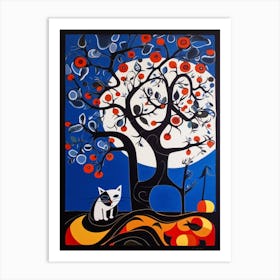 Magnolia With A Cat 2 Surreal Joan Miro Style  Art Print