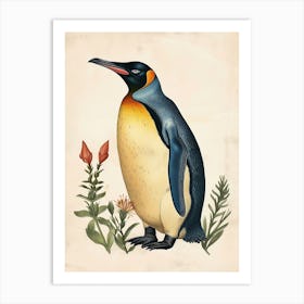 Adlie Penguin Robben Island Vintage Botanical Painting 1 Art Print