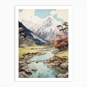 Kamikochi In Nagano, Ukiyo E Drawing 3 Art Print