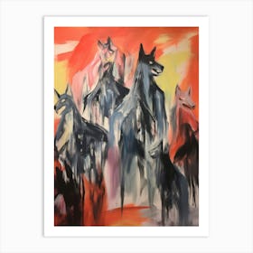 Wolves Abstract Expressionism 4 Art Print