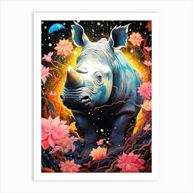 Rhino In Space Art Print