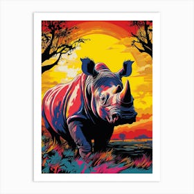 Pop Art Rhino In The Wild4 Art Print