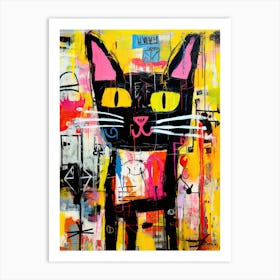 Cat-astrophic Street Art: Basquiat's style Neo-expressionism Art Print