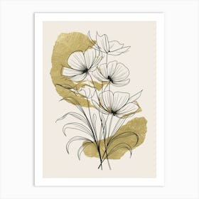 Flowers In Gold wall Art Art Print