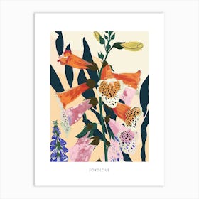 Colourful Flower Illustration Poster Foxglove 2 Art Print