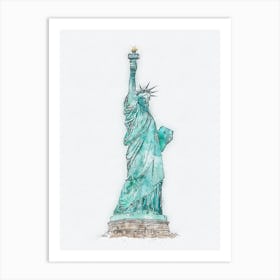 Statue Of Liberty Watercolor Painting 6 Art Print