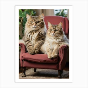 Cats in a chair 1 Art Print