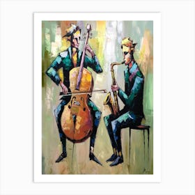 Two Musicians Playing Cello 2 Art Print