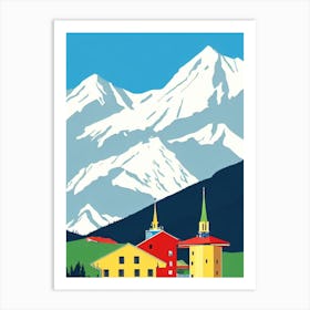 Kitzsteinhorn, Austria Midcentury Vintage Skiing Poster Art Print