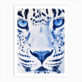 Snow Leopard With Blue Eyes Art Print