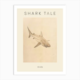 Vintage Shark Pencil Illustration Beige 7 Poster Art Print