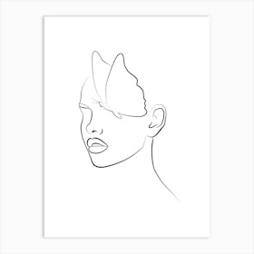 Butterfly Head, Line Art, Outline, Art, Home Decor, Wall Print Art Print