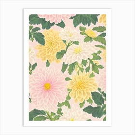 Chrysanthemums Pastel Floral 3 Flower Art Print