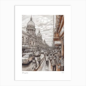 Bangalore India Drawing Pencil Style 3 Travel Poster Art Print