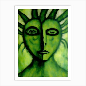 Green Man Symbol Abstract Painting Art Print