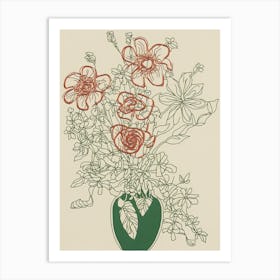 Floral Still Life Sketch Line Art 17 Art Print