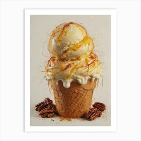 Ice Cream Cone With Pecans 2 Art Print
