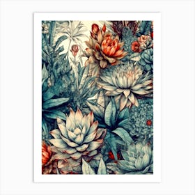 Succulents And Flowers  nature flora Art Print