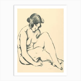 Sitting Female Nude, Mikuláš Galanda Art Print