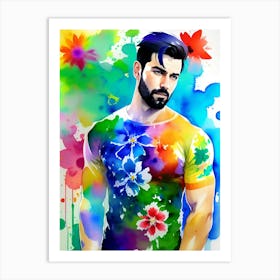 Man In A Colorful Shirt 1 Art Print