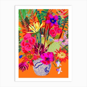 Hot Summer Flowers In A Vase Art Print