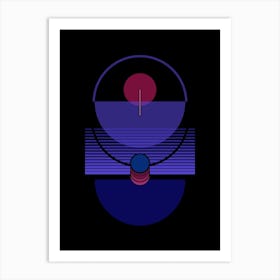 Deep Water Black Purple Geometric Abstract Art Print