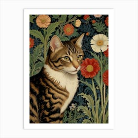 Cat In Flowers Art Print