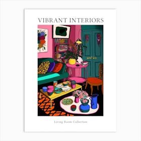 Vibrant Interior Living Room Illustration 2 Art Print