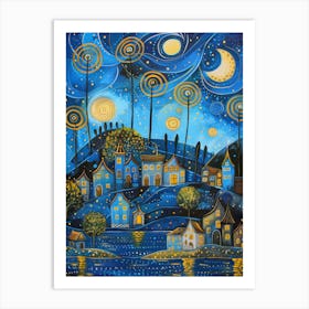 Night In The Village Art Print