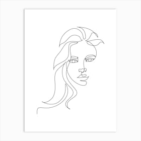 Continuous Line Drawing Of A Woman'S Face 1 Art Print