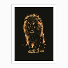 Lion On Fire 1 Art Print