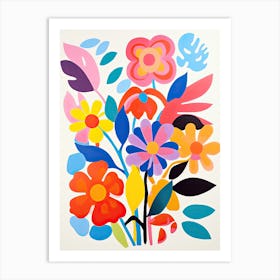 Whimsical Flower Ballet; Henri Matisse Style Colorful Flower Market Art Print